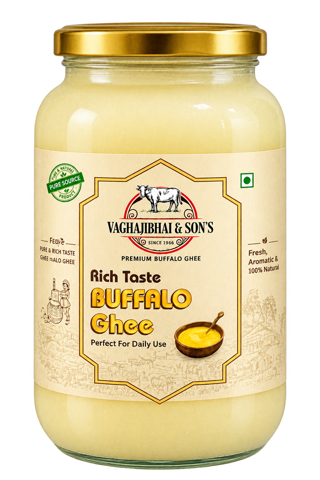 Bilona-Churned Pure Desi Buffalo Ghee | 100% Authentic